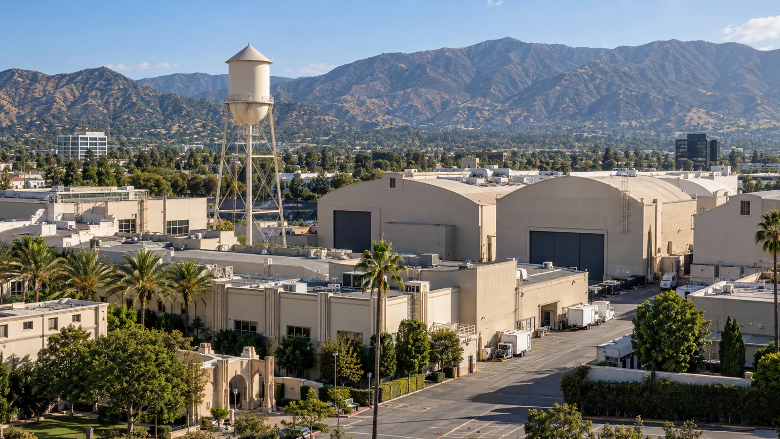 Illustrative Southern California production studio district