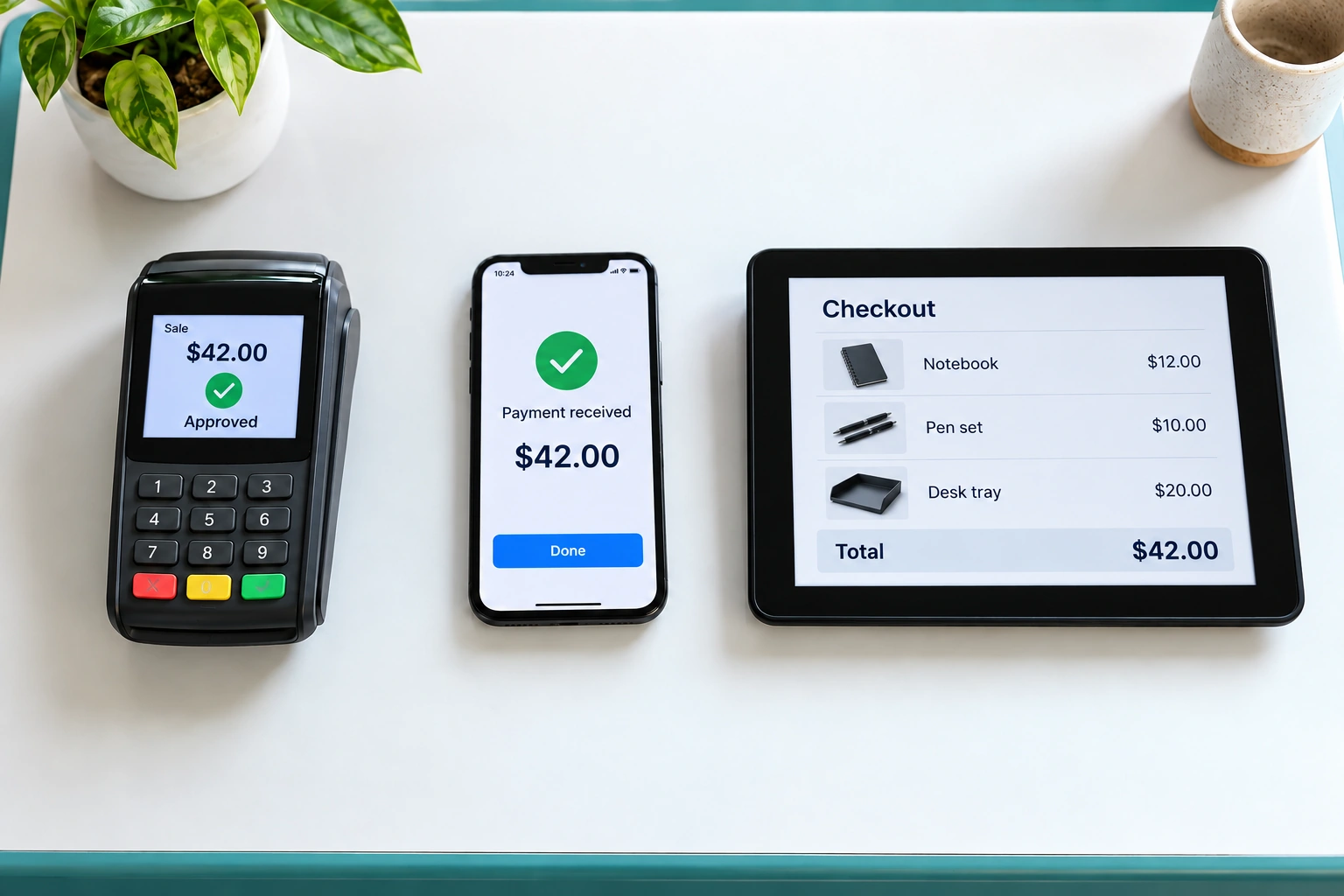 Different payment devices representing several business payment channels
