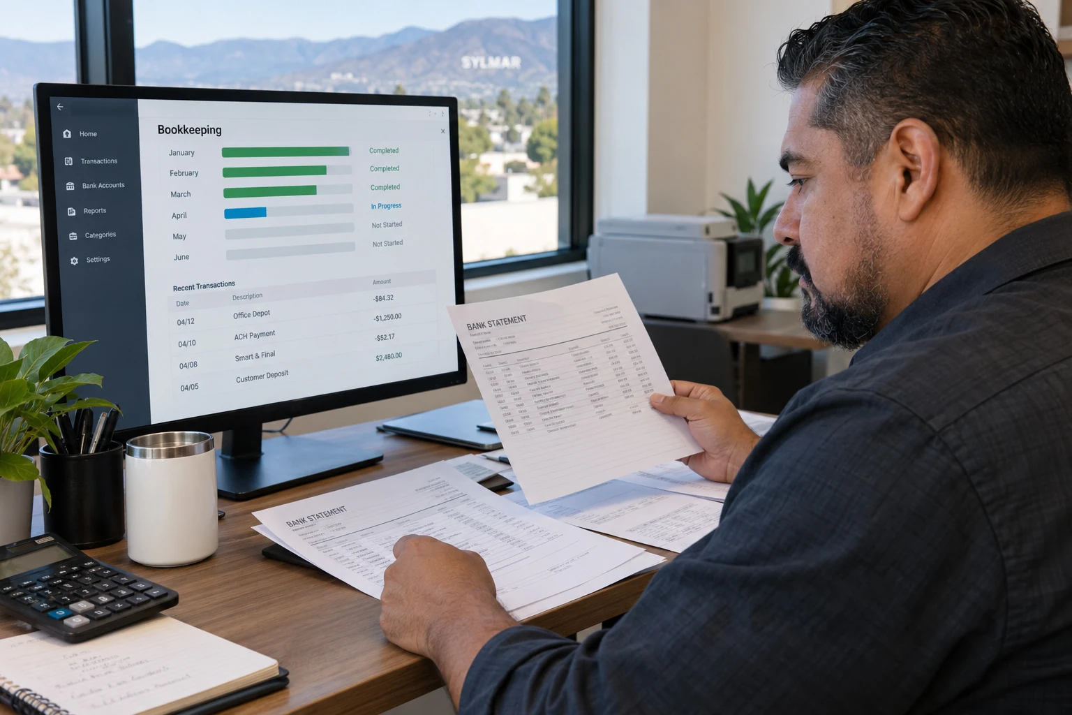 Checking a printed account record against accounting software