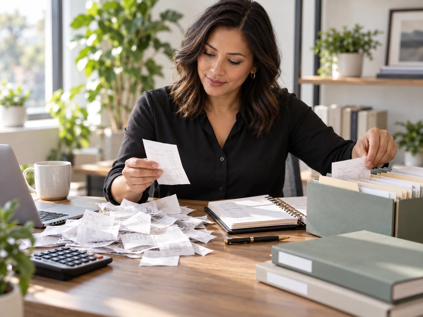 Organizing receipts and financial documents for review