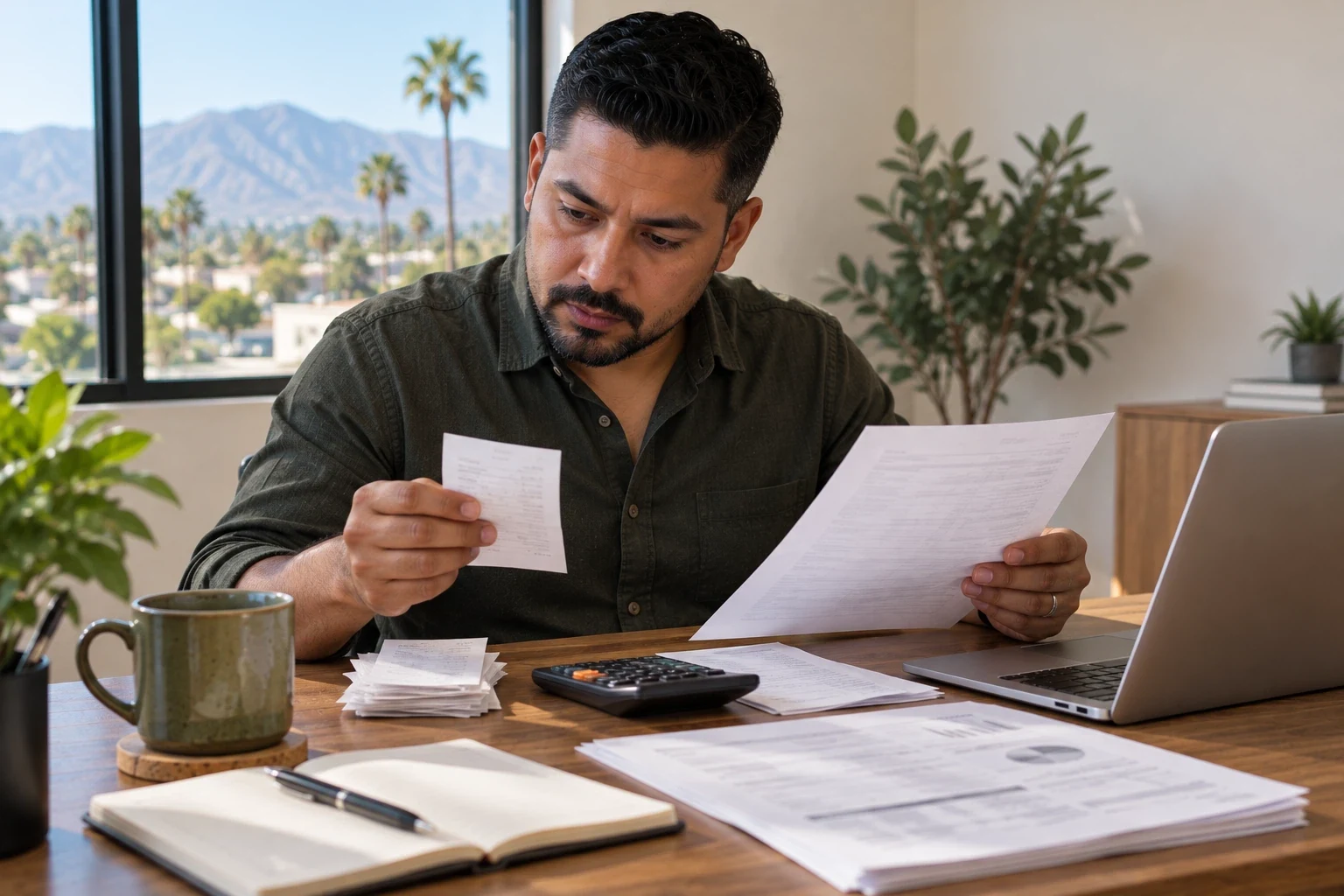 Reviewing a printed business record and calculations