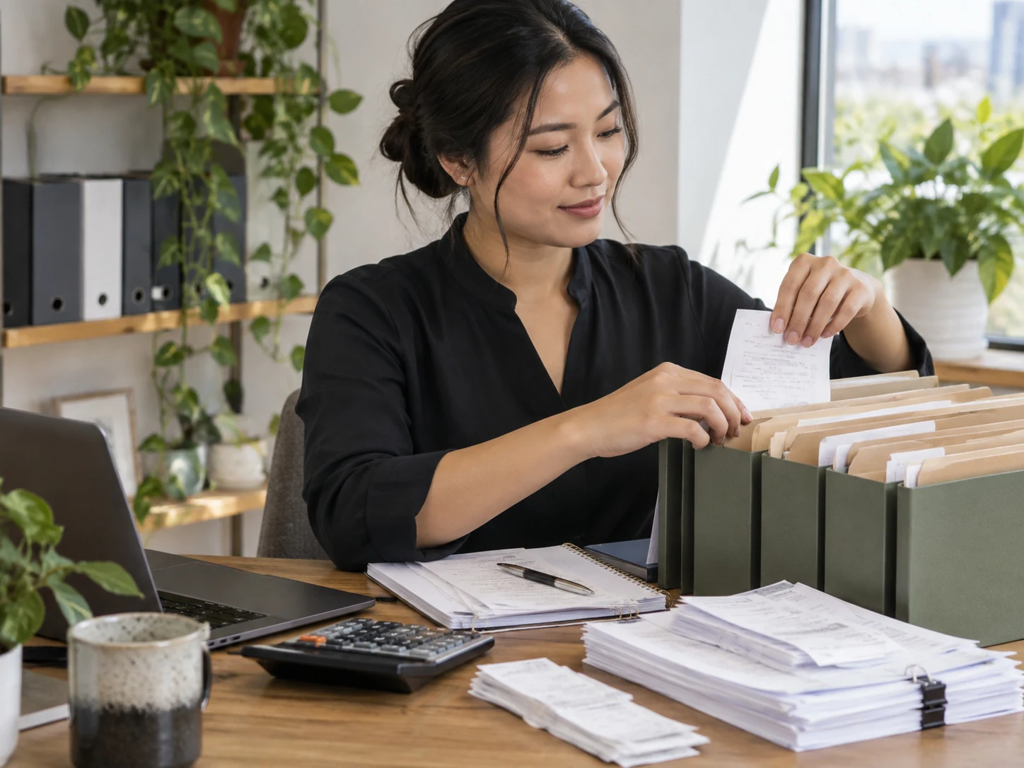 Filing business records in clearly organized folders