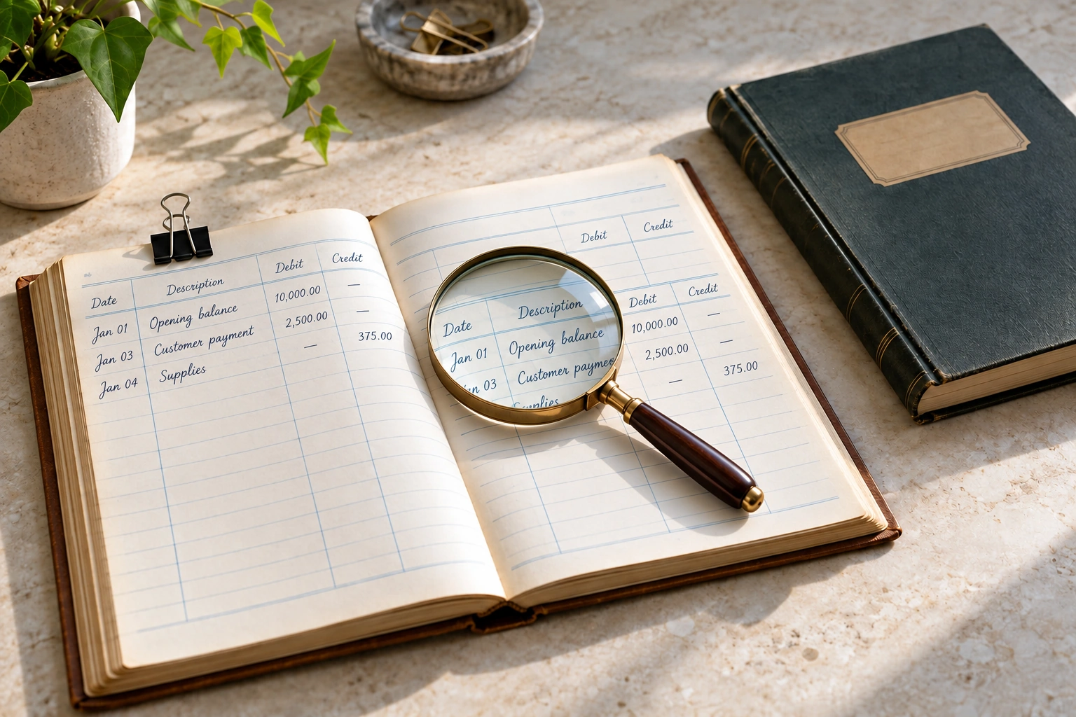 Reviewing the starting record before making a balance correction