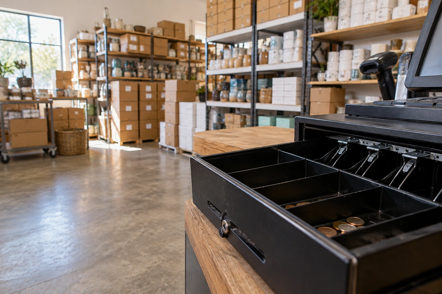 Inventory on the shelves while little cash remains in the till