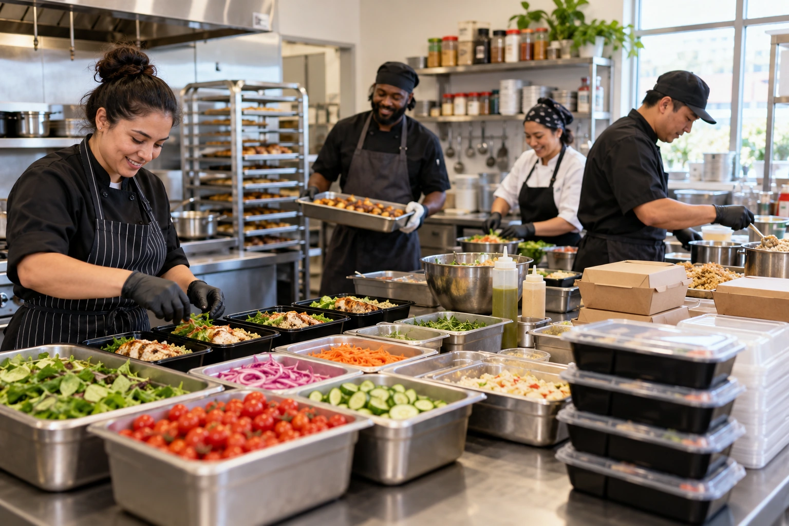 A larger catering order requiring more ingredients, packaging and labor