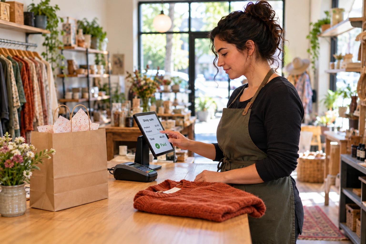 Recording individual sales through a shop checkout system